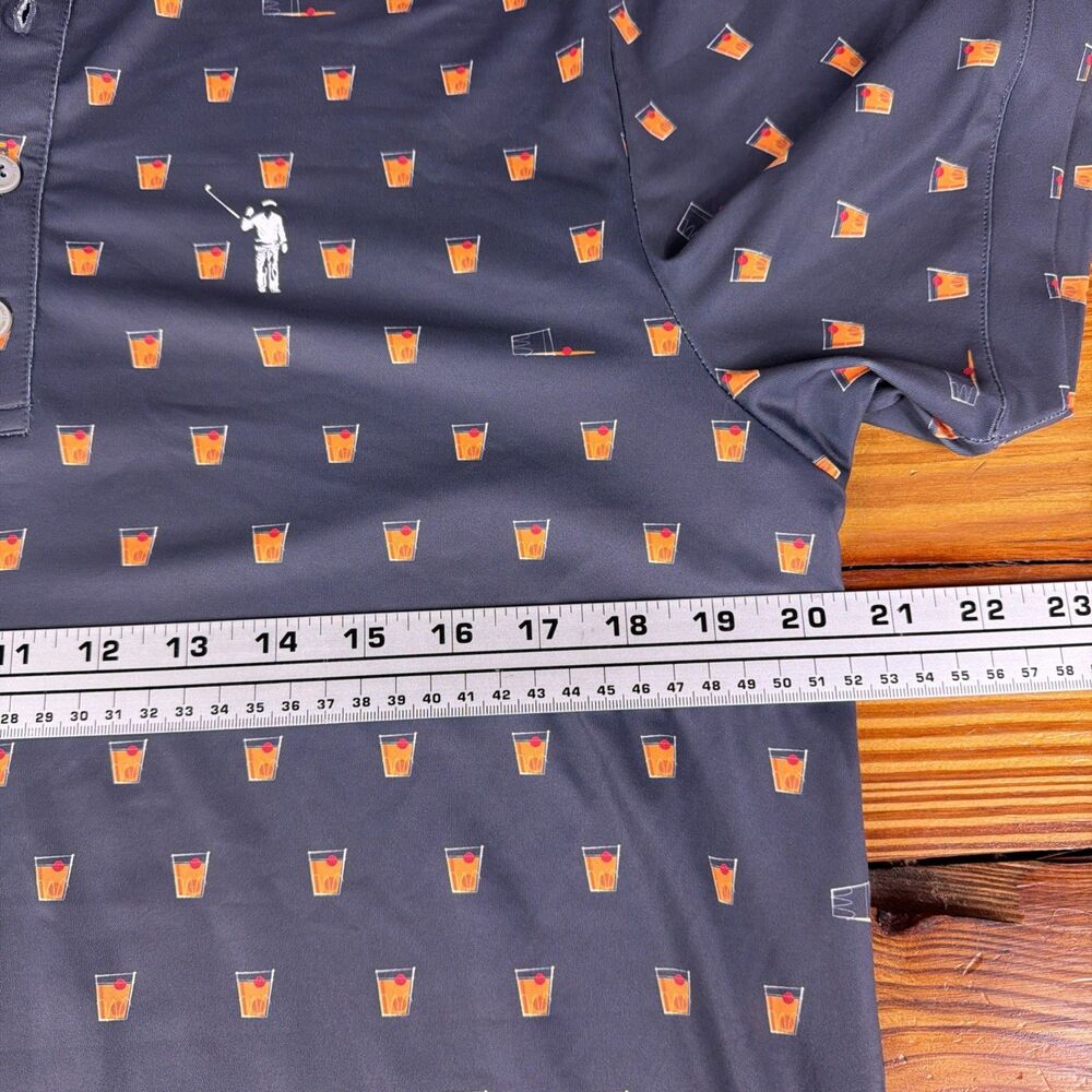 William Murray Polo Shirt Mens Medium Gray Cocktails Graphic Golf Athletic - Picture 6 of 9